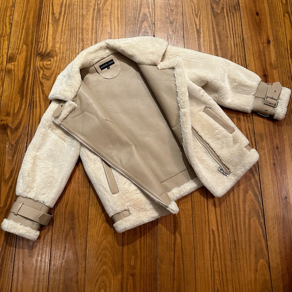 Adrienne Landau Faux Fur Jacket in Ivory Women’s M - Picture 5 of 11